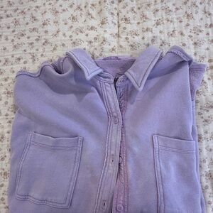 aerie Lavender Button-Front Sweatshirt